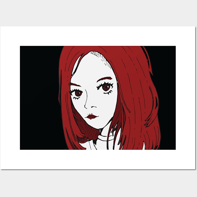 Woman portrait red hair Wall Art by TKDoodle